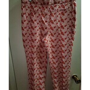 Talbots Chatham Ankle Pant 10P Pink Red Floral Heart Slim Leg Side Zip NWT